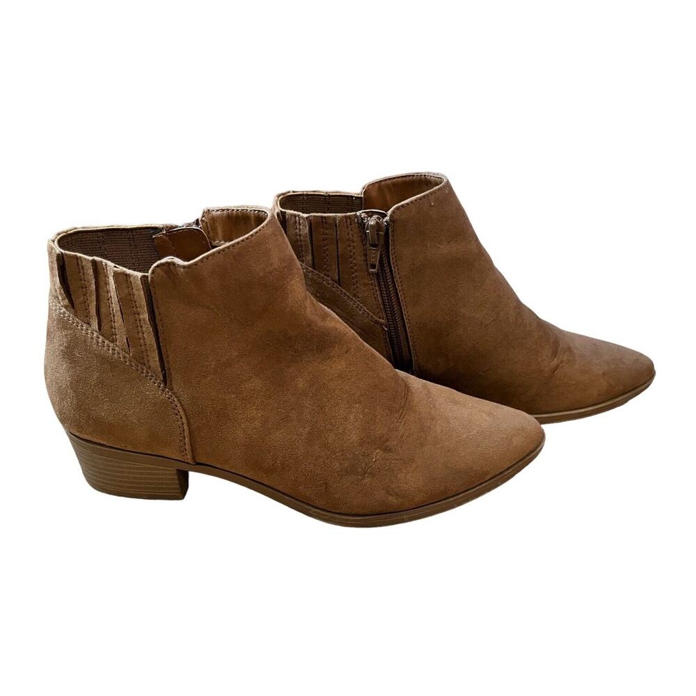 American Rag Women's Tori Tan Fabric Pointed Toe Bootie Size 7M VGC